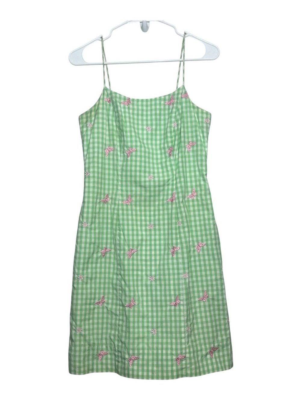 Vintage Lilly Pulitzer Dress Cotton Gingham Butterflies Preppy Resort Size 2